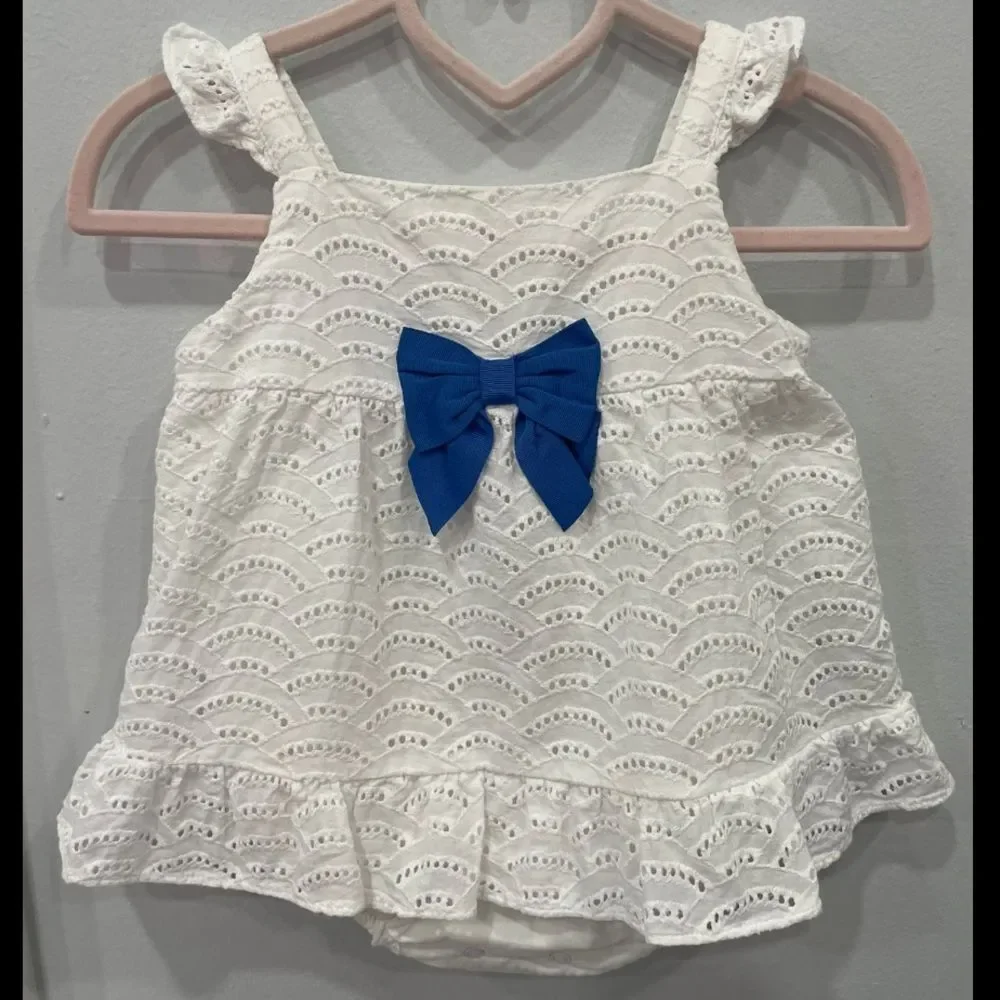 Janie and Jack Eyelet Ruffle White Romper 6-12 Months